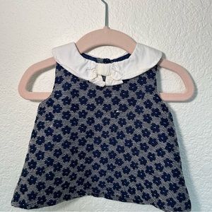 Gymboree Floral Lace Dress Dark Blue White Sz 3-6mo Gently Used